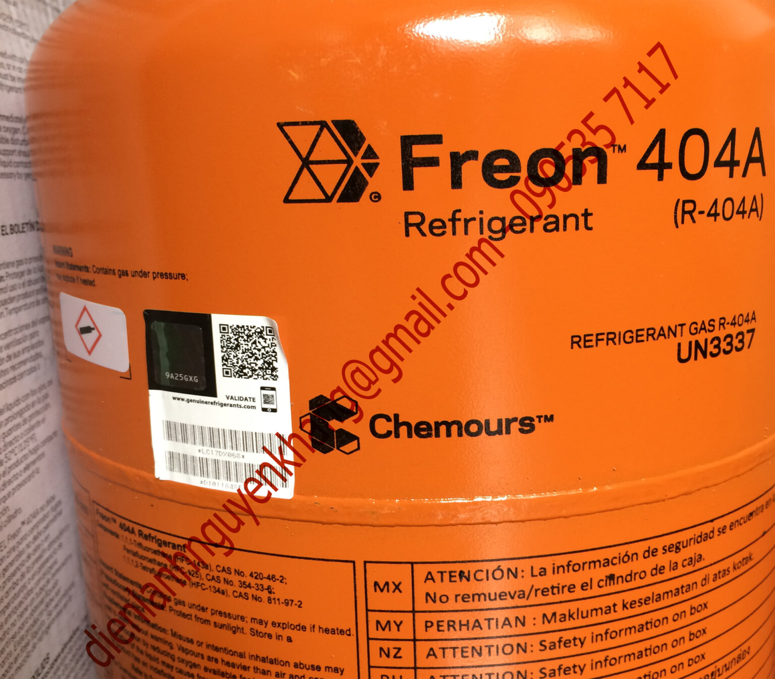 Gas lạnh Chemours Freon 404A Điện Lạnh Nguyên Khang